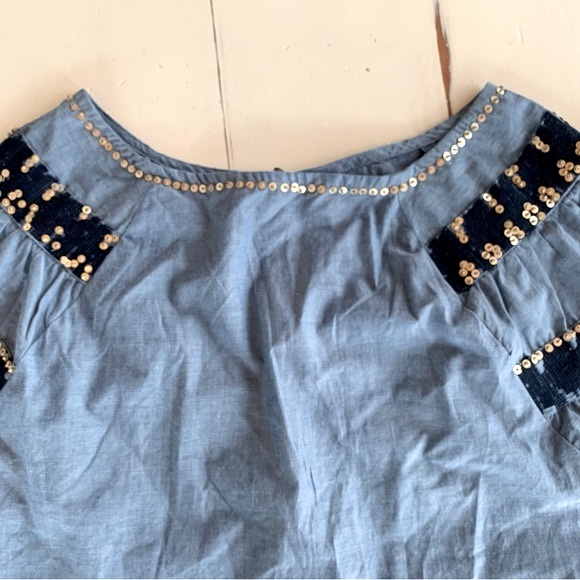 Anthropologie Boho Top Size XS Raga Boho Raglan Sleeve Embroidery Blue Top NWT - Picture 8 of 14